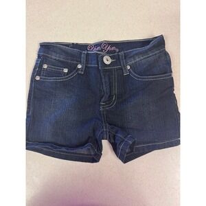 Yom Yom Girls Dark Wash Denim Embroidered Rhinestone‎ Shorts Size 6